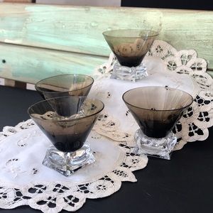 Art Deco Brown Vintage Liquor Glasses - 4 Pieces